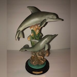 SeaWorld Gray Dolphin Duo Sculpture - Coastal Home Accent